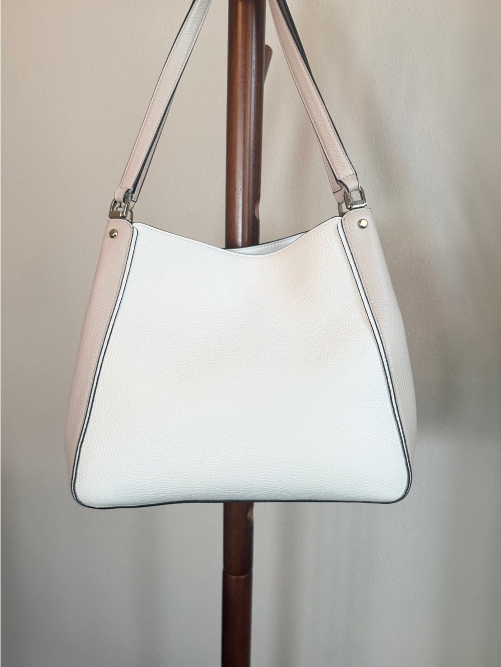 Kate Spade New York Cream & Blush Pebbled Leather Hobo Bag - Picture 3 of 12